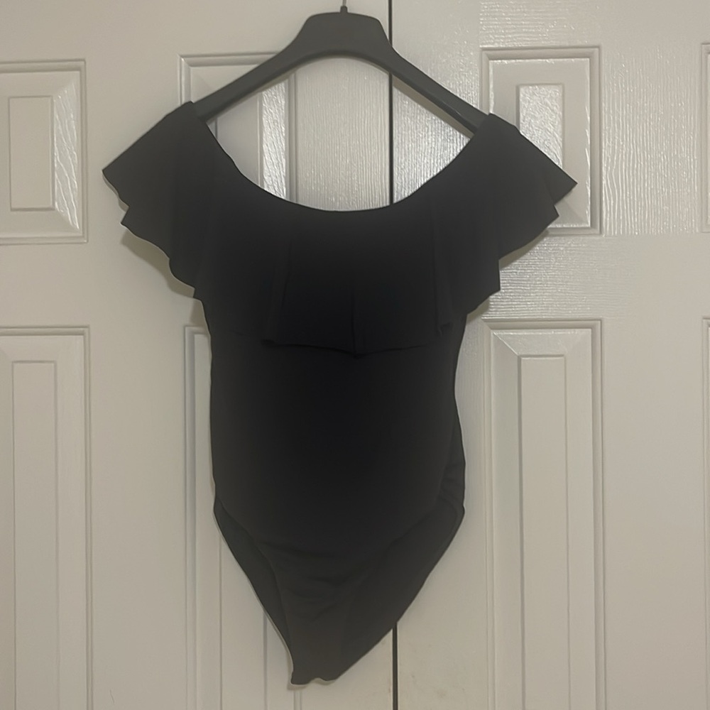 Trina Turk black ruffle Swimsuit size 8 - Picture 1 of 6